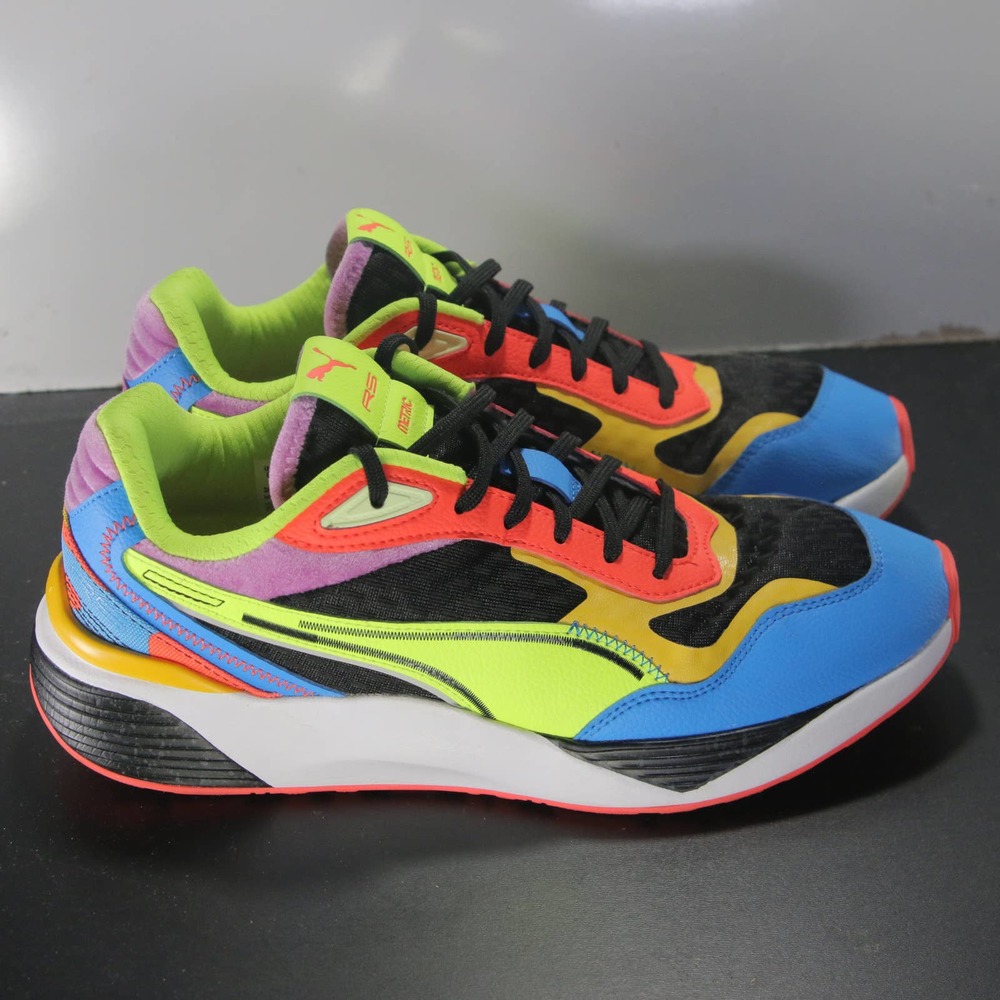 PUMA RS Metric Lava Size 9 Men Black Yellow Blue Running Sneakers Shoes